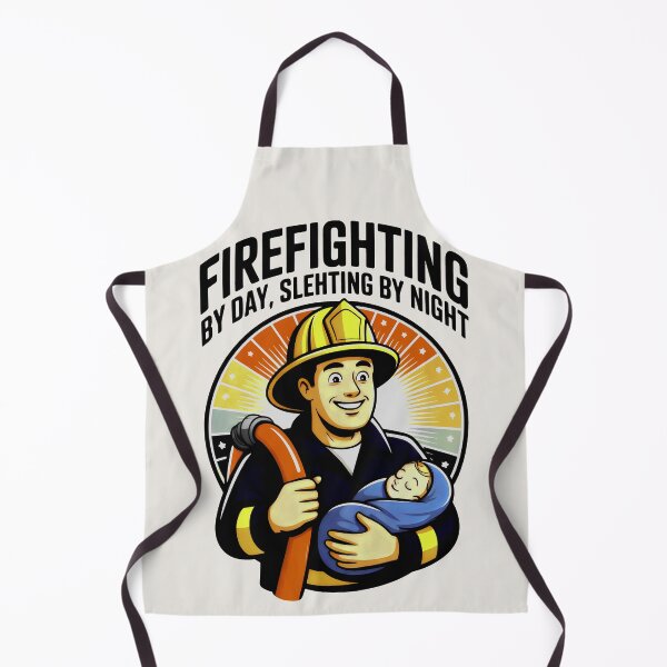 Item preview, Retro Firefighter Hero with Baby and Radiant Orange Rays designed and sold by SplashTastic.