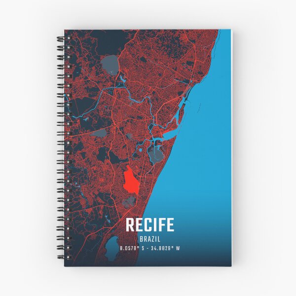 Item preview, Recife Red & Blue Minimalist Map designed and sold by HomeLivingCo.