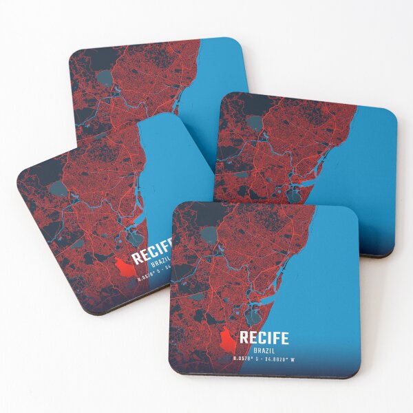 Item preview, Recife Red & Blue Minimalist Map designed and sold by HomeLivingCo.