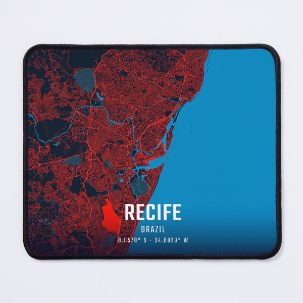 Item preview, Recife Red & Blue Minimalist Map designed and sold by HomeLivingCo.