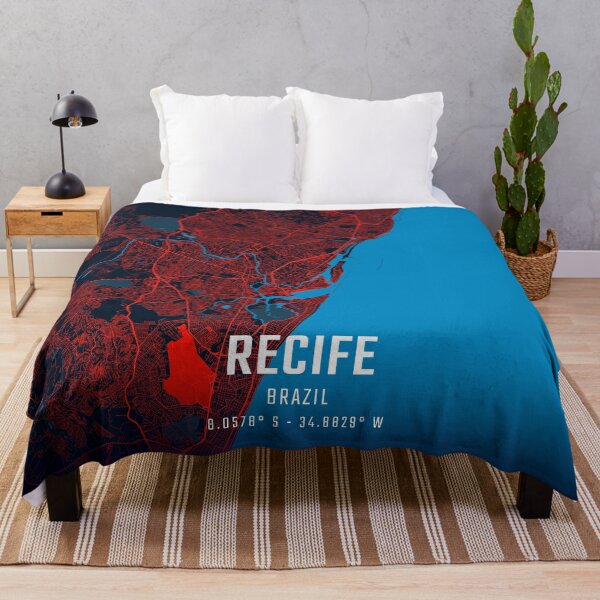 Item preview, Recife Red & Blue Minimalist Map designed and sold by HomeLivingCo.