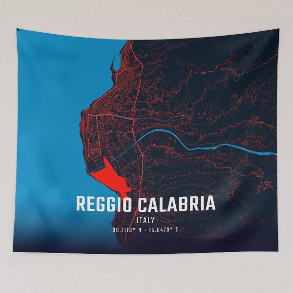 Item preview, Reggio Calabria Red & Blue Minimalist Map designed and sold by HomeLivingCo.