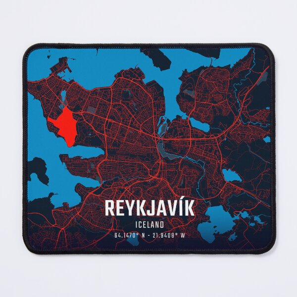 Item preview, Reykjavík Red & Blue Minimalist Map designed and sold by HomeLivingCo.