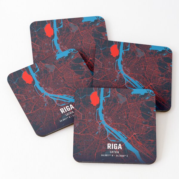 Item preview, Riga Red & Blue Minimalist Map designed and sold by HomeLivingCo.