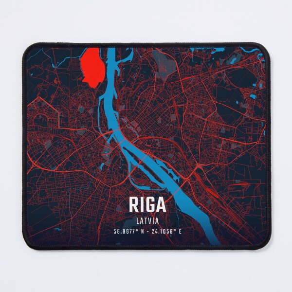 Item preview, Riga Red & Blue Minimalist Map designed and sold by HomeLivingCo.
