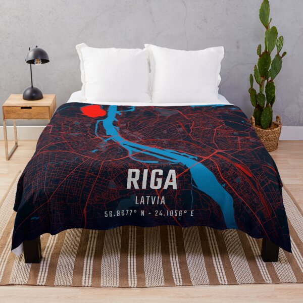 Item preview, Riga Red & Blue Minimalist Map designed and sold by HomeLivingCo.