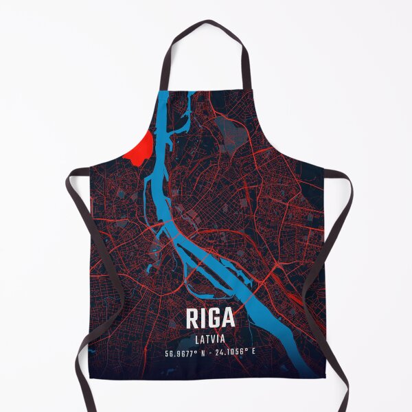Item preview, Riga Red & Blue Minimalist Map designed and sold by HomeLivingCo.