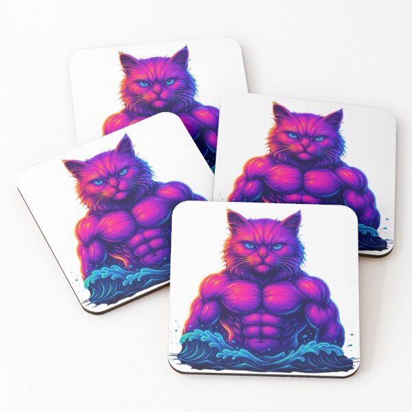 Item preview, Neon Muscular Cat – AI Art Futuristic Warrior Design designed and sold by GlowAIDesigns.