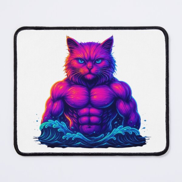 Item preview, Neon Muscular Cat – AI Art Futuristic Warrior Design designed and sold by GlowAIDesigns.
