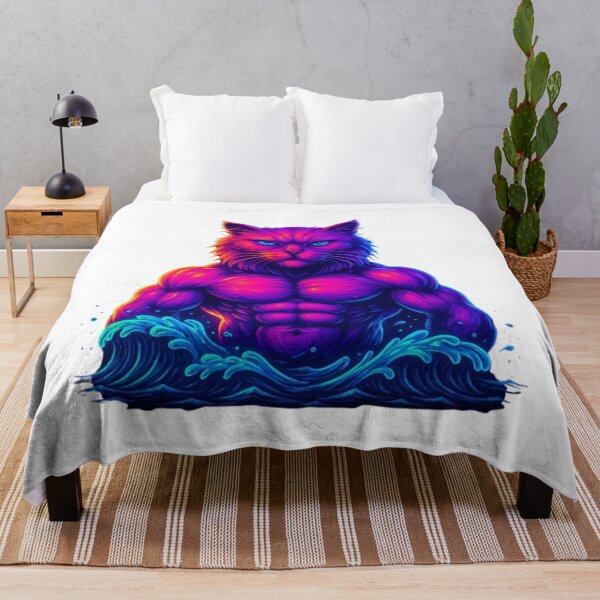 Item preview, Neon Muscular Cat – AI Art Futuristic Warrior Design designed and sold by GlowAIDesigns.