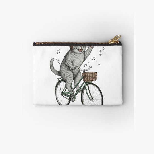 Item preview, Happy Tabby Cat Riding Bicycle with Funny Pilot Goggles Art designed and sold by Taha Art Designs.