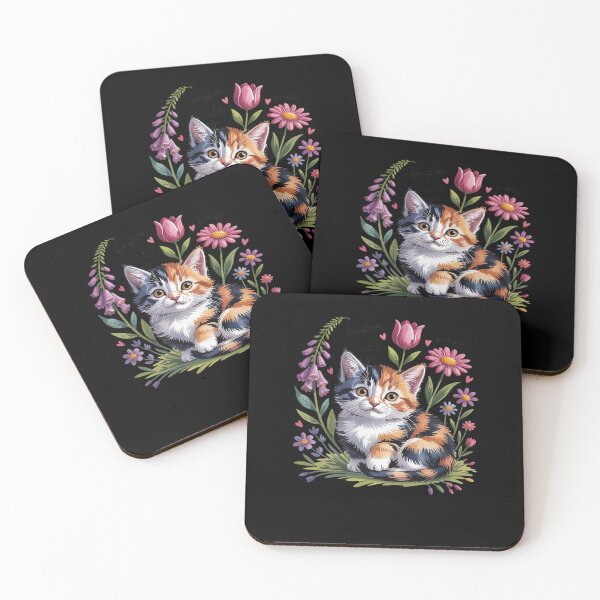 Item preview, foxglove daisy tulip Cat Stunning in Wildflowers Girl designed and sold by Idarmotar.