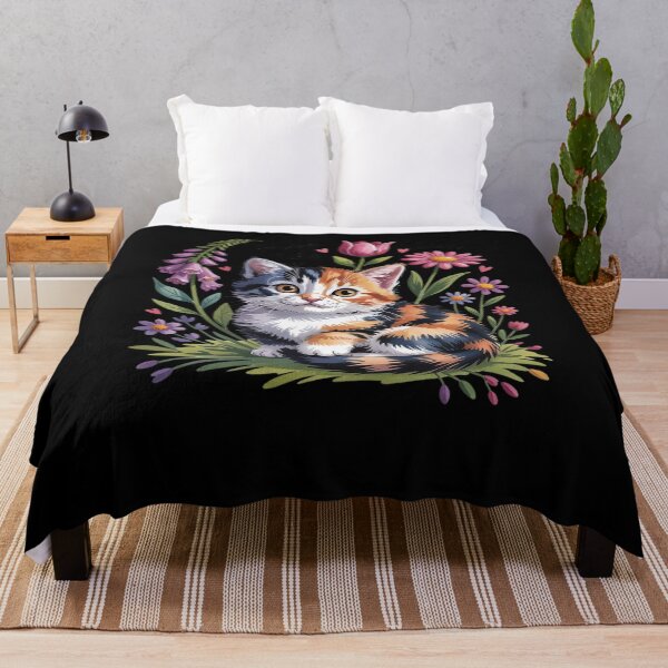 Item preview, foxglove daisy tulip Cat Stunning in Wildflowers Girl designed and sold by Idarmotar.