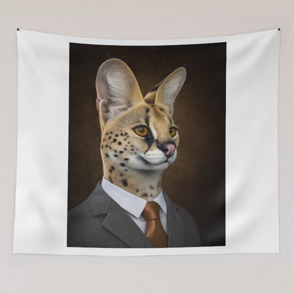 Artikelvorschau, Eleganter Serval im grauen Businessanzug entworfen und verkauft von PhotoArt Thomas Klee.