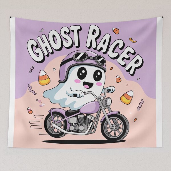 Item preview, Ghost Racer – Cute Halloween Chopper Rider designed and sold by ClearPulse.