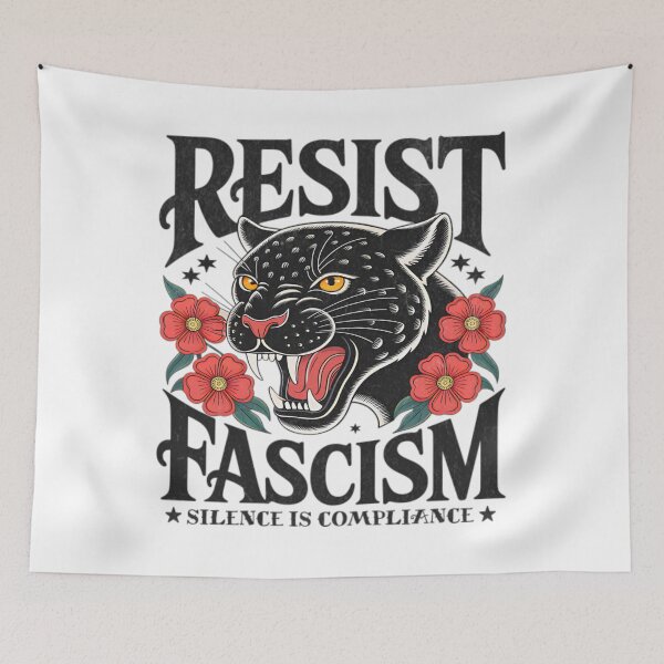 Item preview, Resist Fascism Vintage Floral Black Cat, Democracy ,No Kings in America designed and sold by Haupalette.