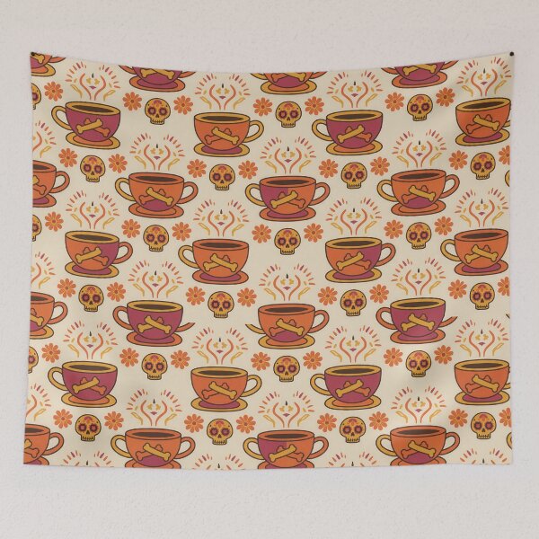 Item preview, Sugar Skull Coffee Cup Seamless Pattern designed and sold by ML-Media.