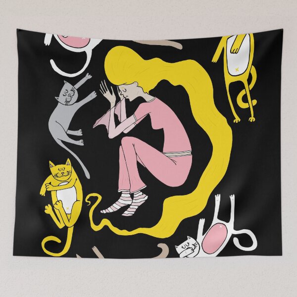 Item preview, Sleeping girl, sleeping cats designed and sold by Adrian Serghie.