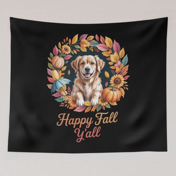Item preview, Cute Autumn Fall Dog Lover Golden Retriever Happy Fall Y'all designed and sold by PunkNation-Arts.