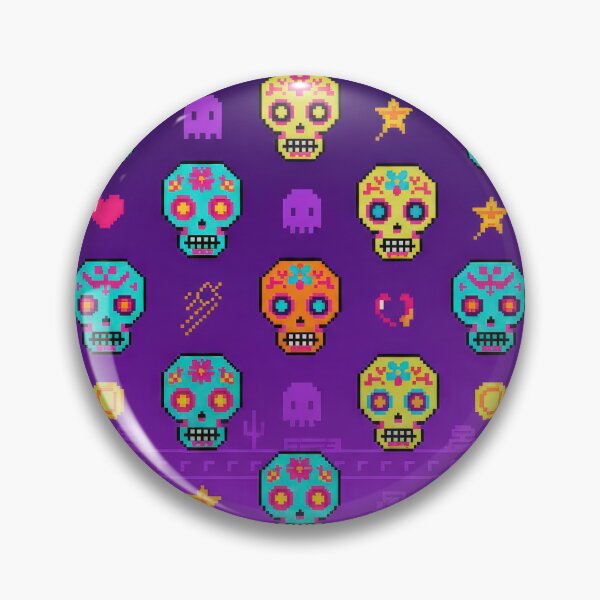 Item preview, Pixel Art Sugar Skulls Seamless Pattern designed and sold by ML-Media.