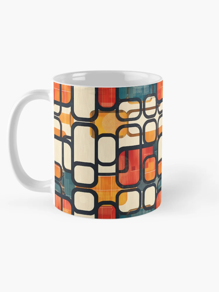 Thumbnail 5 of 6, Coffee Mug, Enso Rounded Grid designed and sold by KaitoJapanDesign.