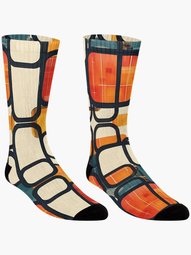 Thumbnail 3 of 5, Socks, Enso Rounded Grid designed and sold by KaitoJapanDesign.