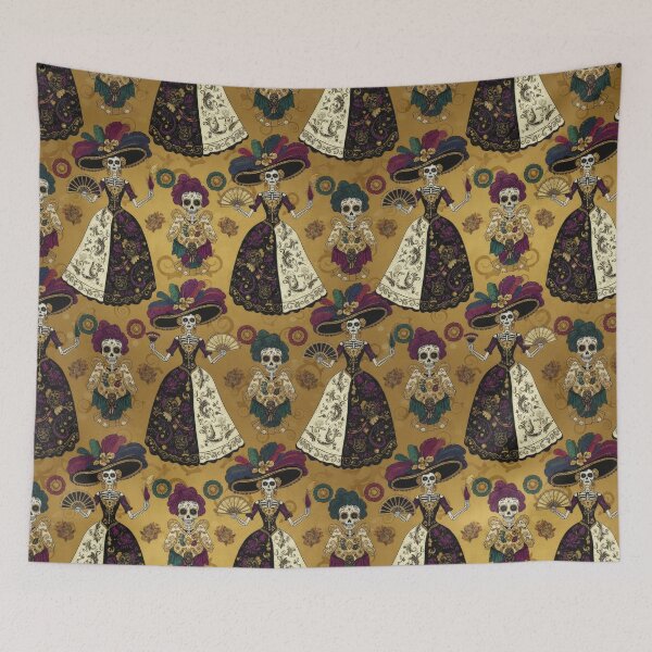 Item preview, Día de los Muertos Catrina Elegant Seamless Pattern designed and sold by RGShirtWorks.