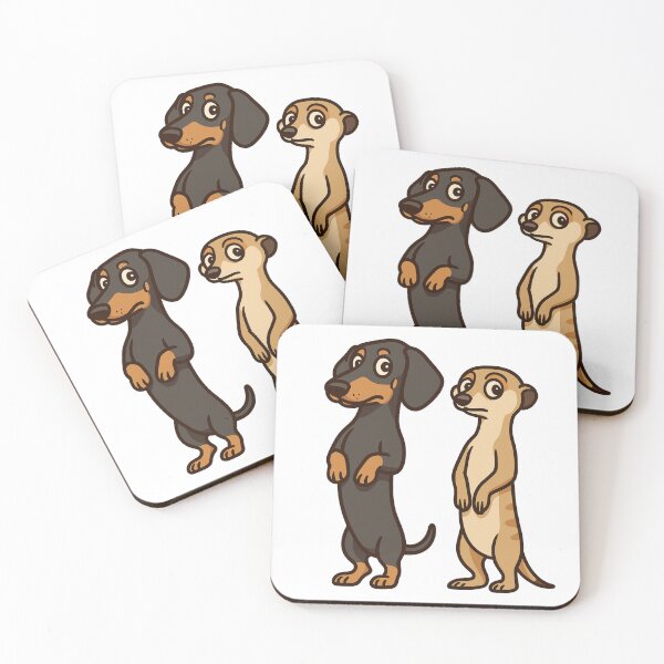 Item preview, Suricate Twin – Funny Dachshund Standing Cartoon designed and sold by Doxie Life.