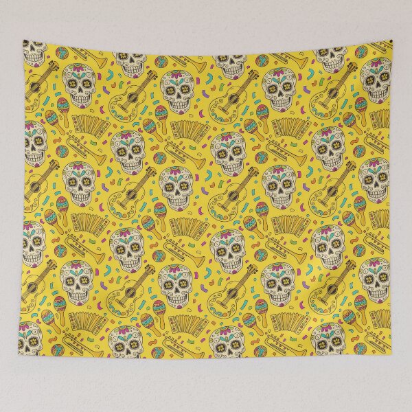 Item preview, Festive Mexican Day of the Dead Music Pattern designed and sold by ML-Media.