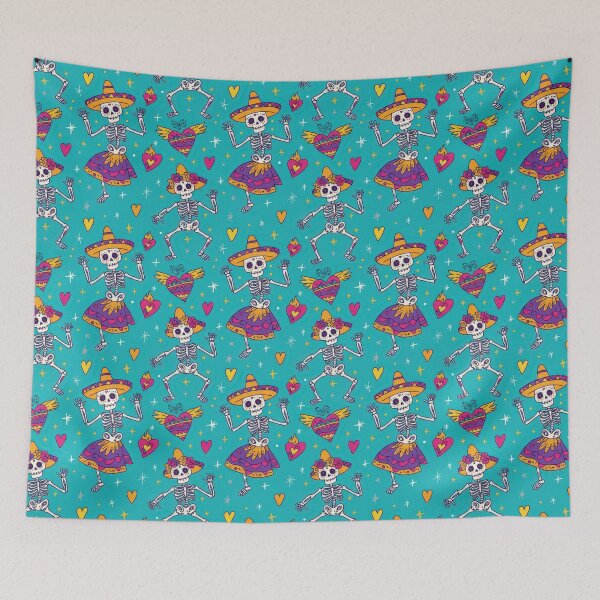 Item preview, Dancing Skeletons Dia de los Muertos Seamless Pattern designed and sold by ML-Media.