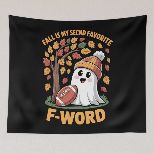 Item preview, Fall is my second favorite F word cute ghost football Autumn designed and sold by HellD3vil-Art.