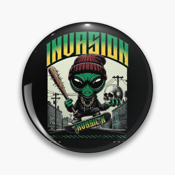 Item preview, Little Green Alien Invasion Skateboard Gangster designed and sold by zoughlal.