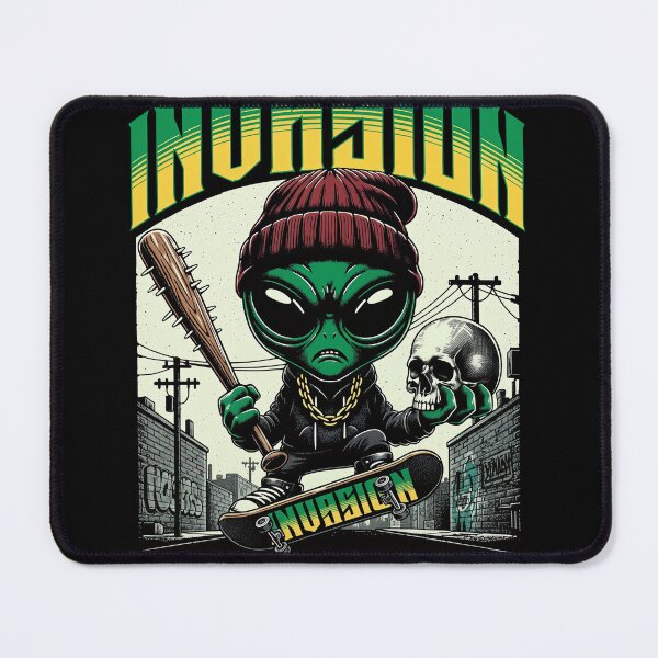 Item preview, Little Green Alien Invasion Skateboard Gangster designed and sold by zoughlal.