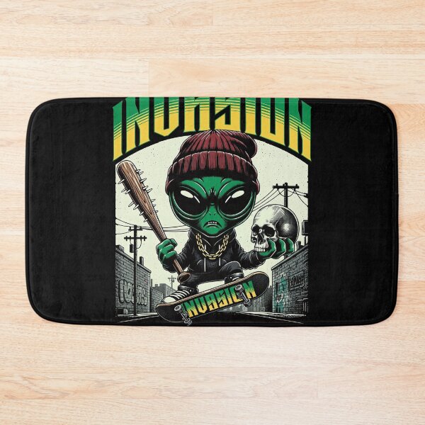 Item preview, Little Green Alien Invasion Skateboard Gangster designed and sold by zoughlal.