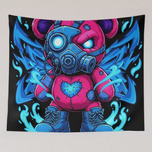 Item preview, Neon Vandal Cyberpunk Teddy Bear Mask Graphic designed and sold by zoughlal.