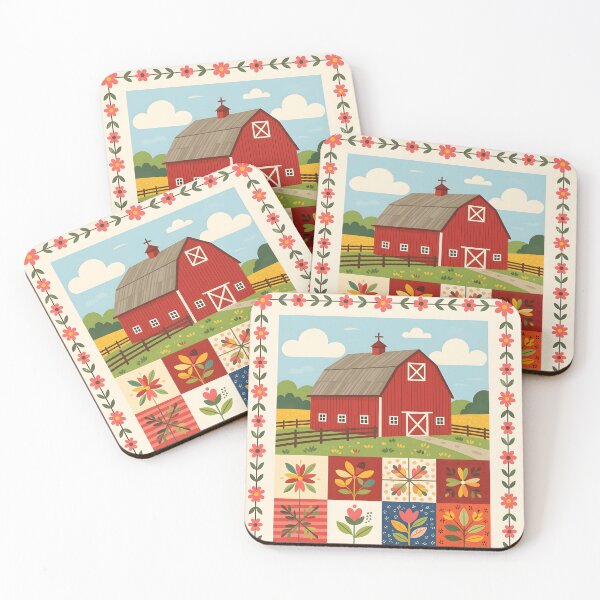 Item preview, Country barn patchwork quilt design designed and sold by Ponted.