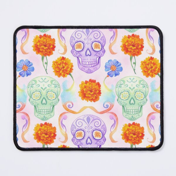 Item preview, Vibrant Watercolor Calaveras and Marigolds Seamless Pattern designed and sold by ML-Media.
