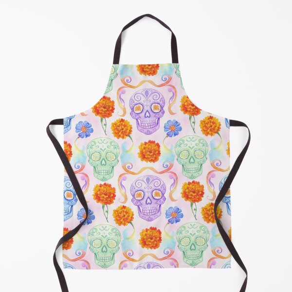 Item preview, Vibrant Watercolor Calaveras and Marigolds Seamless Pattern designed and sold by ML-Media.