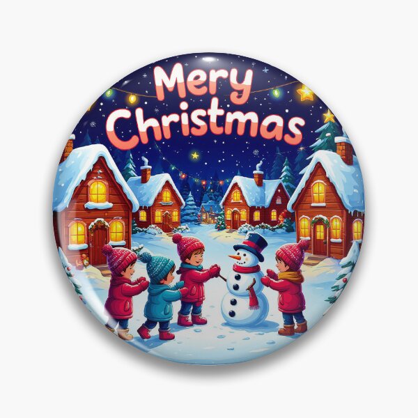 Item preview, Merry Christmas Village – Kids Building a Snowman designed and sold by AmetistLight.
