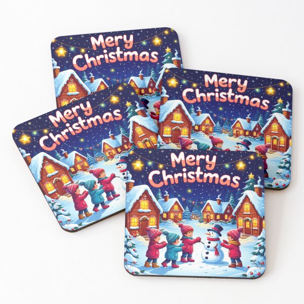 Item preview, Merry Christmas Village – Kids Building a Snowman designed and sold by AmetistLight.