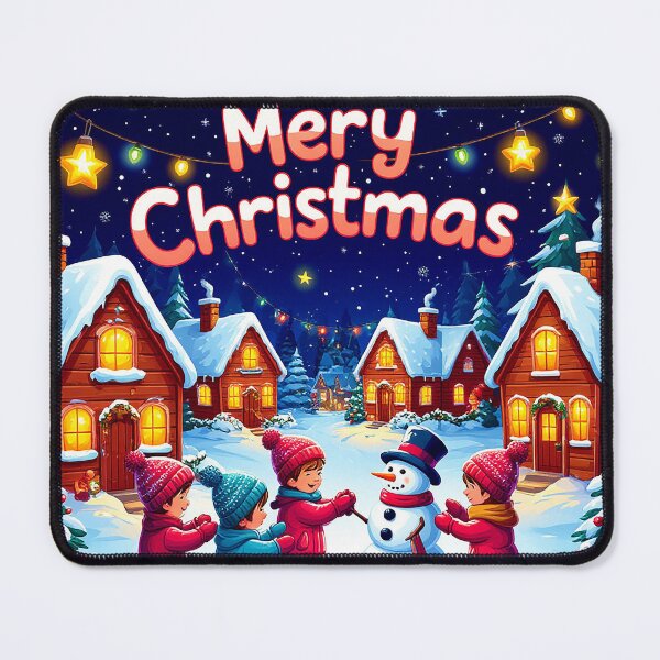 Item preview, Merry Christmas Village – Kids Building a Snowman designed and sold by AmetistLight.