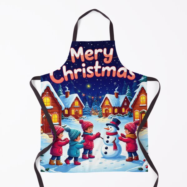Item preview, Merry Christmas Village – Kids Building a Snowman designed and sold by AmetistLight.