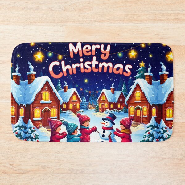 Item preview, Merry Christmas Village – Kids Building a Snowman designed and sold by AmetistLight.