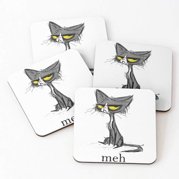Item preview, Meh Grumpy Cat Yellow Eyes Cartoon Tired Mood Sarcasm designed and sold by LakenDraphil.