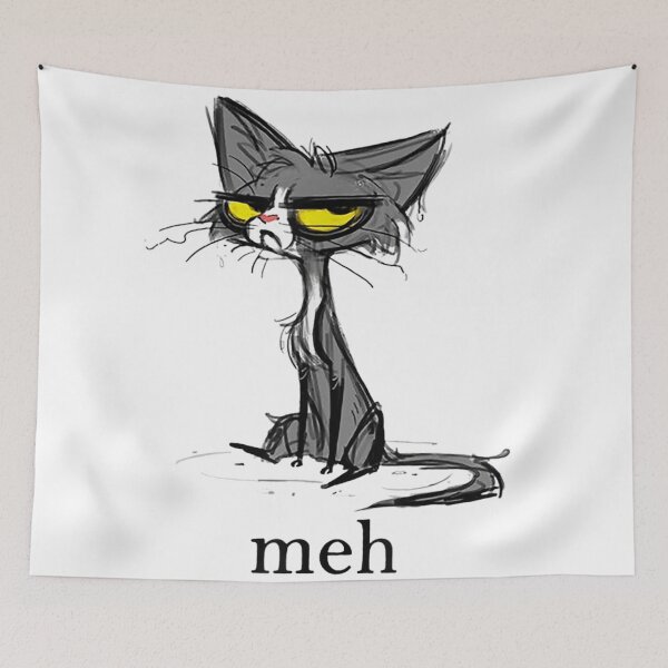Item preview, Meh Grumpy Cat Yellow Eyes Cartoon Tired Mood Sarcasm designed and sold by LakenDraphil.