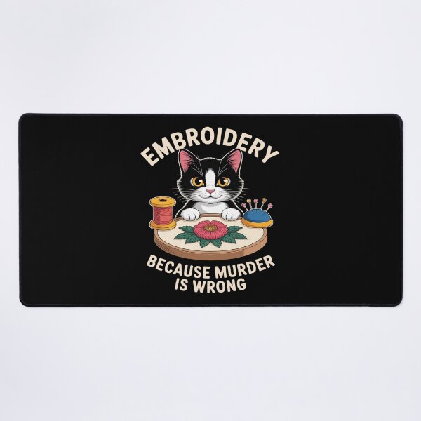 Item preview, Funny Cat Stitcher Embroidery Because Murder Is Wrong designed and sold by petrichorsworld.