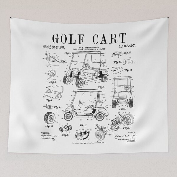 Item preview, Golf Cart Golfer Funny Old Vintage Patent Drawing Print designed and sold by GrandeDuc.
