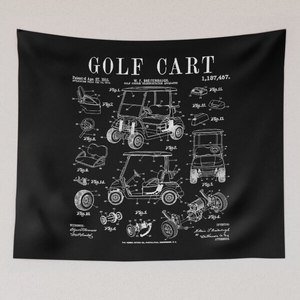 Item preview, Golf Cart Golfer Funny Old Vintage Patent Drawing Print designed and sold by GrandeDuc.