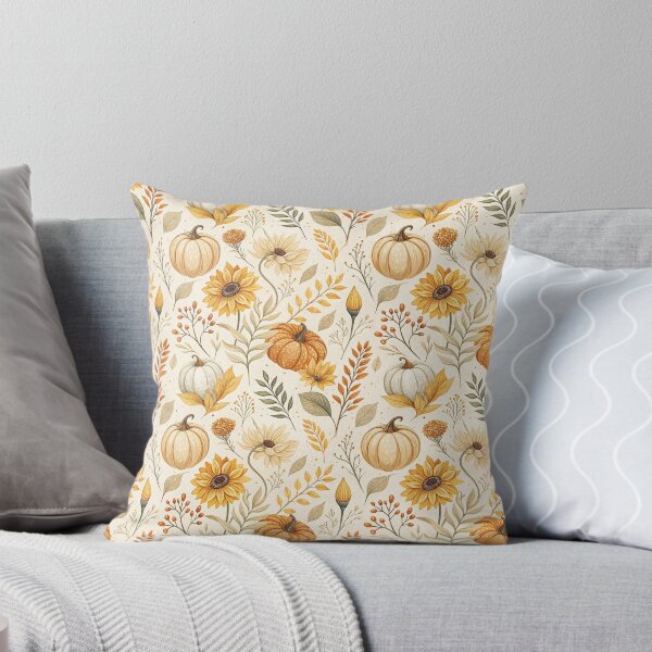 Item preview, Cozy fall design with amber sunflowers, leaves and pumpkins designed and sold by Merrylands Artshop.