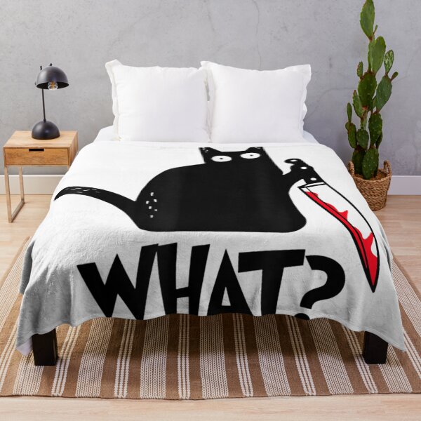 Item preview, Black Cat Holding Knife What Funny Murder Kitten Meme designed and sold by SaboCollita.